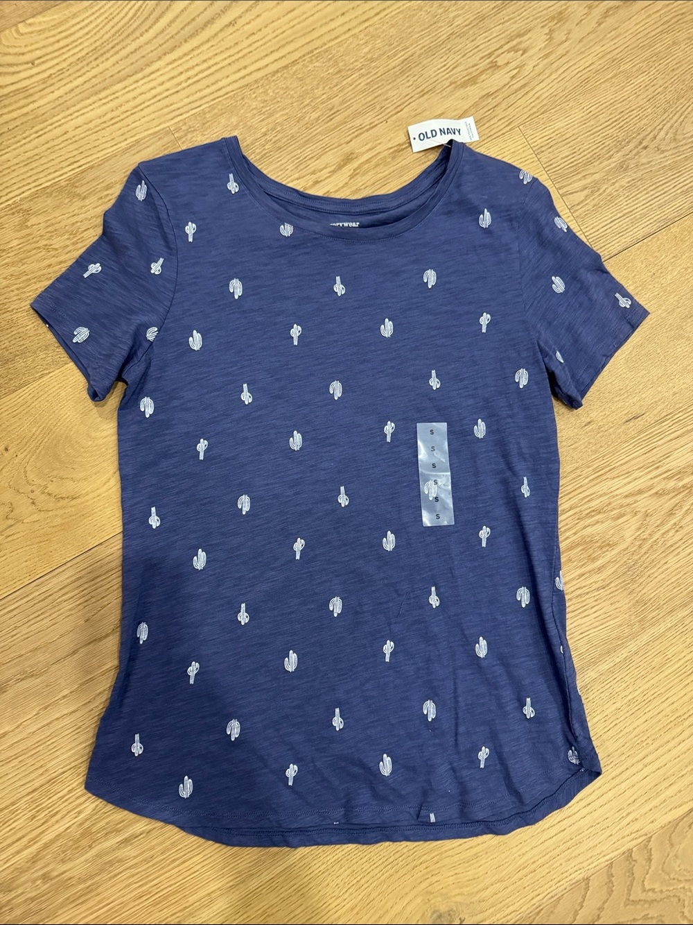 Old Navy Navy Tee with White Cactus Print